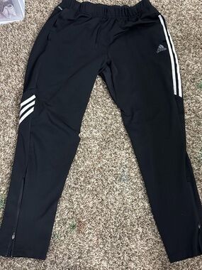 adidas Black Track Pants with White Stripes - Kids
